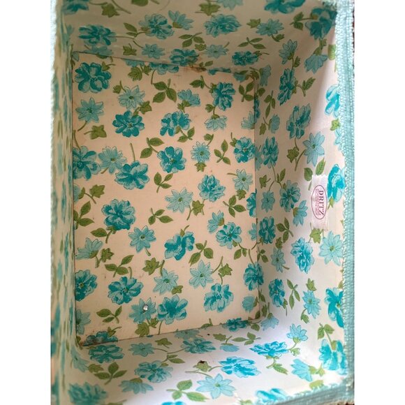 Vintage Dritz Wicker Sewing Basket With Floral Lining & Snap Closure and Handle - Picture 3 of 16